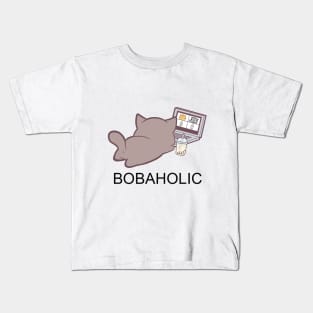 Quarantine With A Bobaholic Kitty! Kids T-Shirt